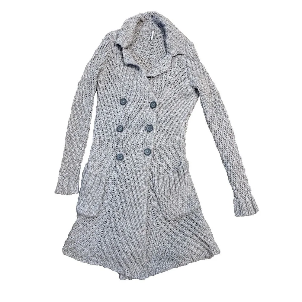 Free People Buttermilk Biscuit Cardigan Mushroom Size Small Wool Alpaca Blend